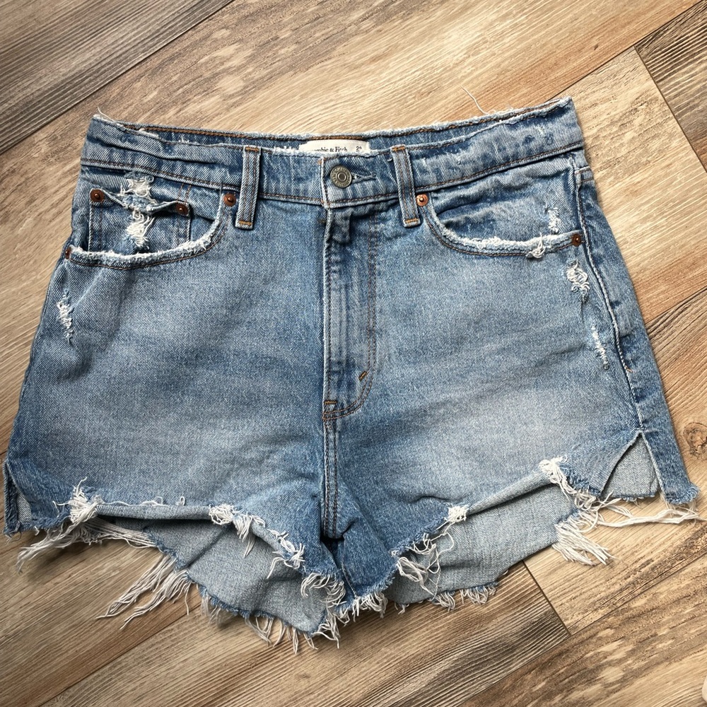 Abercrombie & Fitch Light Blue Distressed Denim Jean Shorts